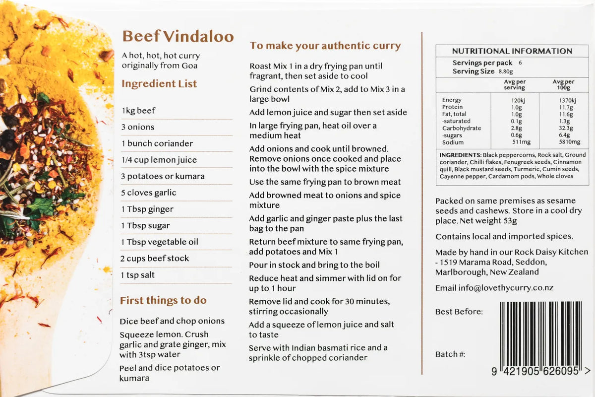 Beef Vindaloo Spice Pack