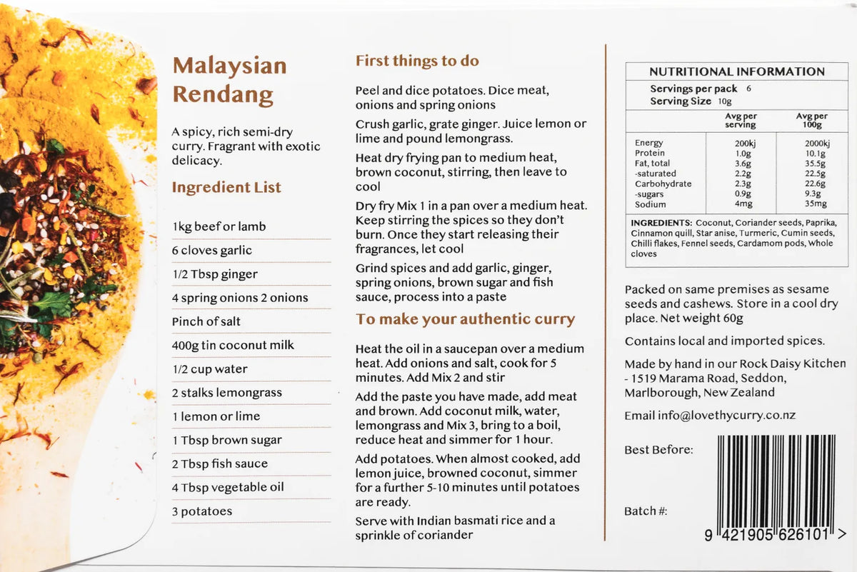 Malaysian Rendang Curry Spice Pack