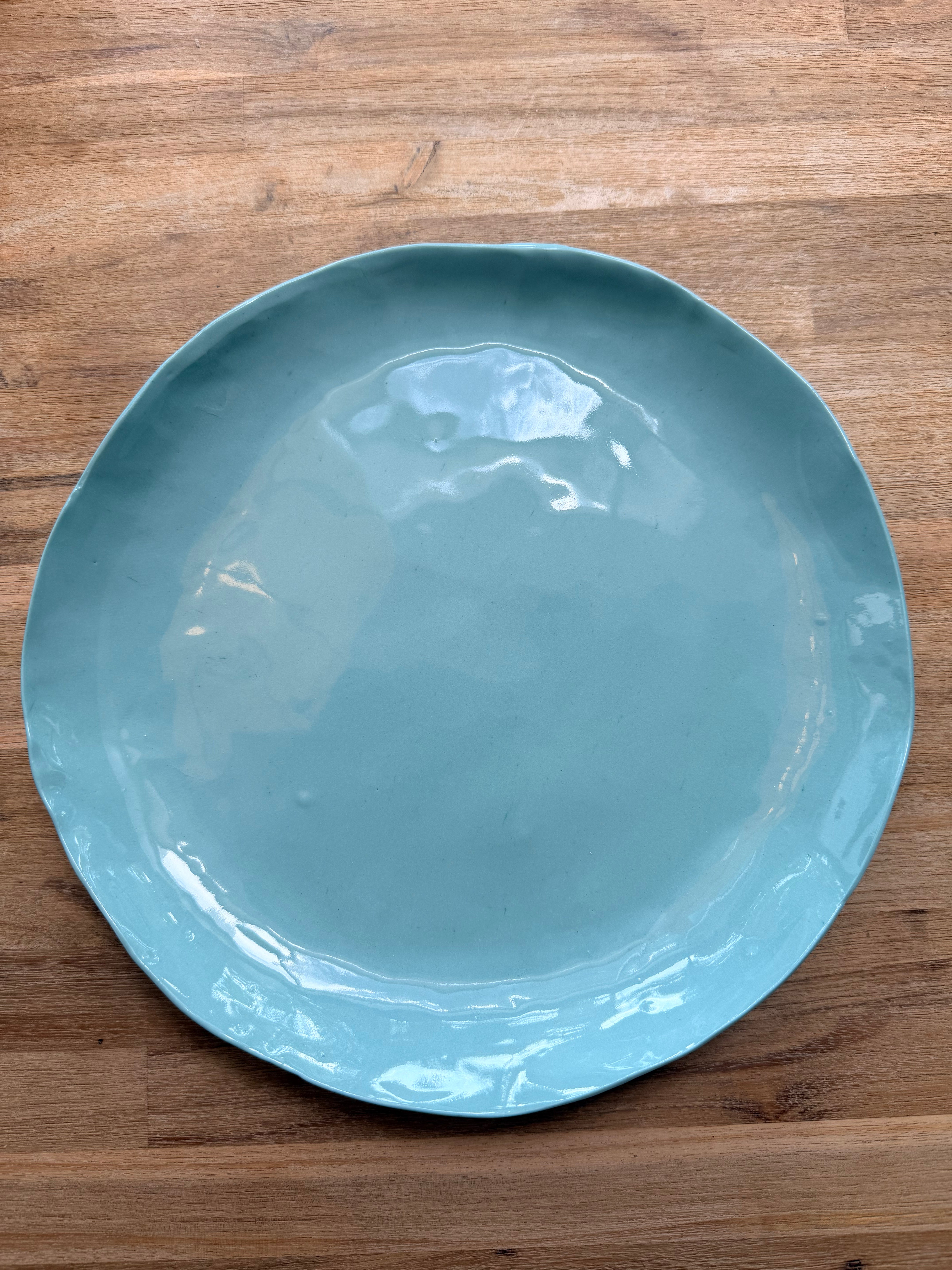 Sky Blue Glazed Ceramic Plate