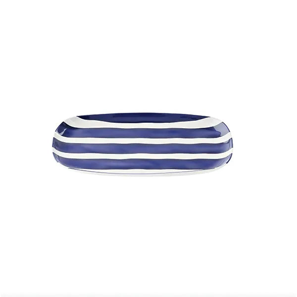 Medium Mediterranean Blue and White Striped Platter
