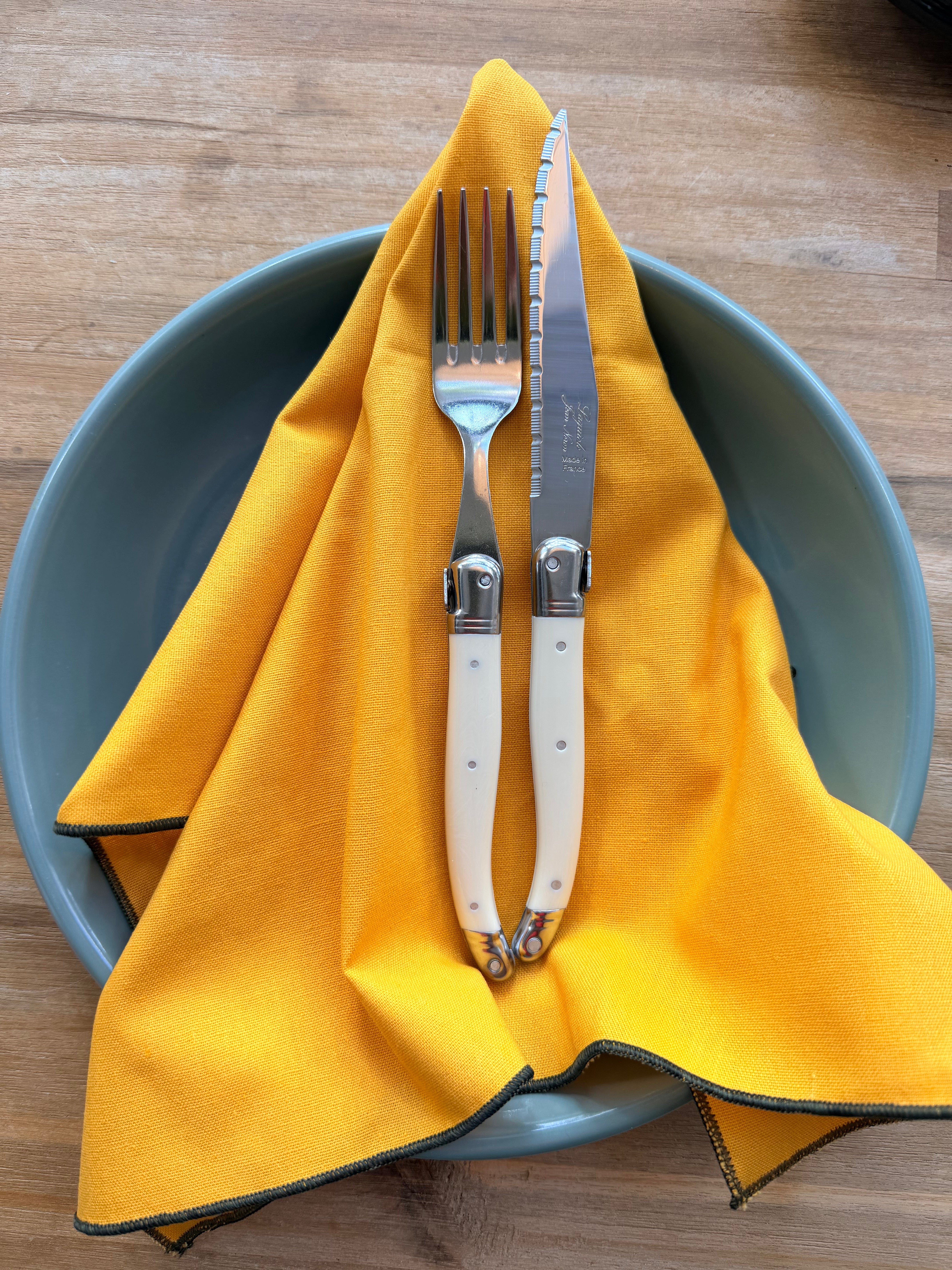 Hoi An Mustard Yellow & Forest Green Napkins