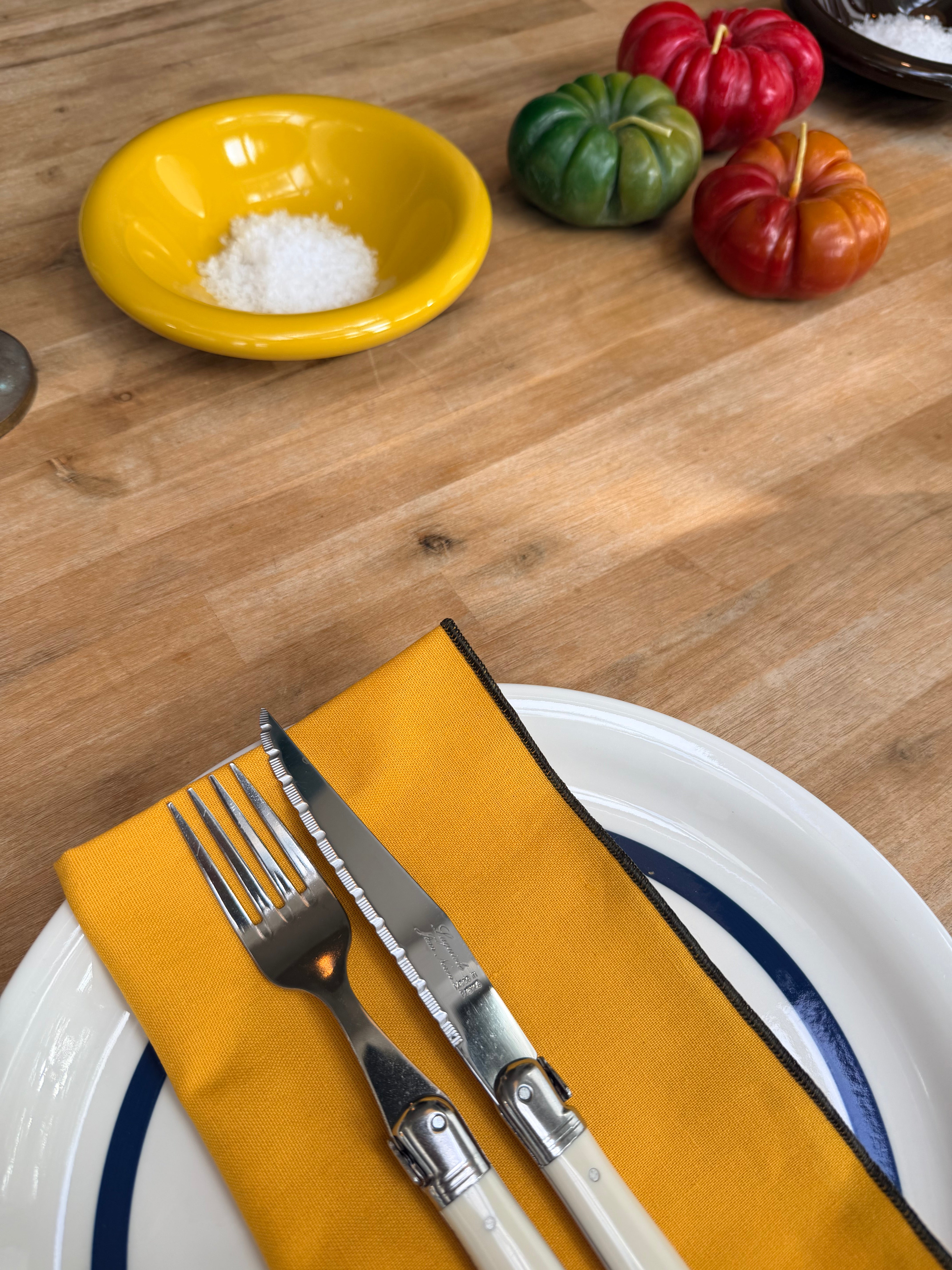 Hoi An Mustard Yellow & Forest Green Napkins