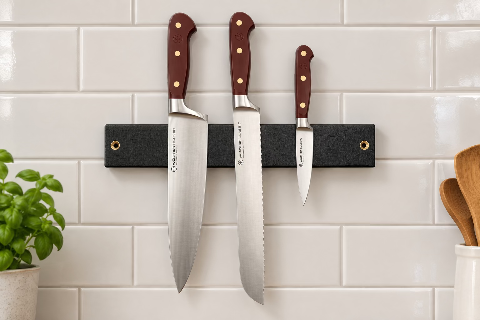 Small Charred Maple Magnetic Knife Rack
