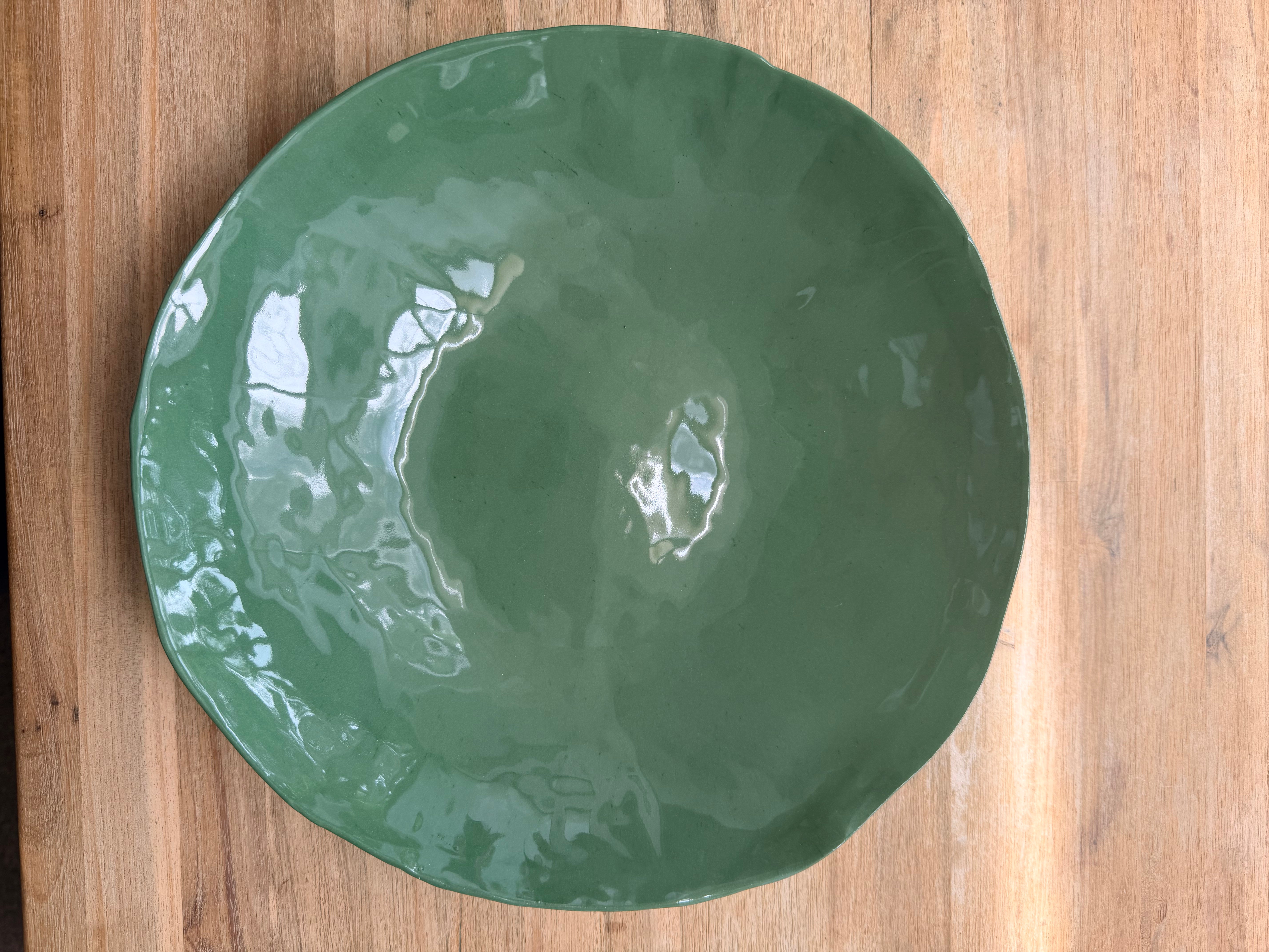 Olive glazed ceramic bowl