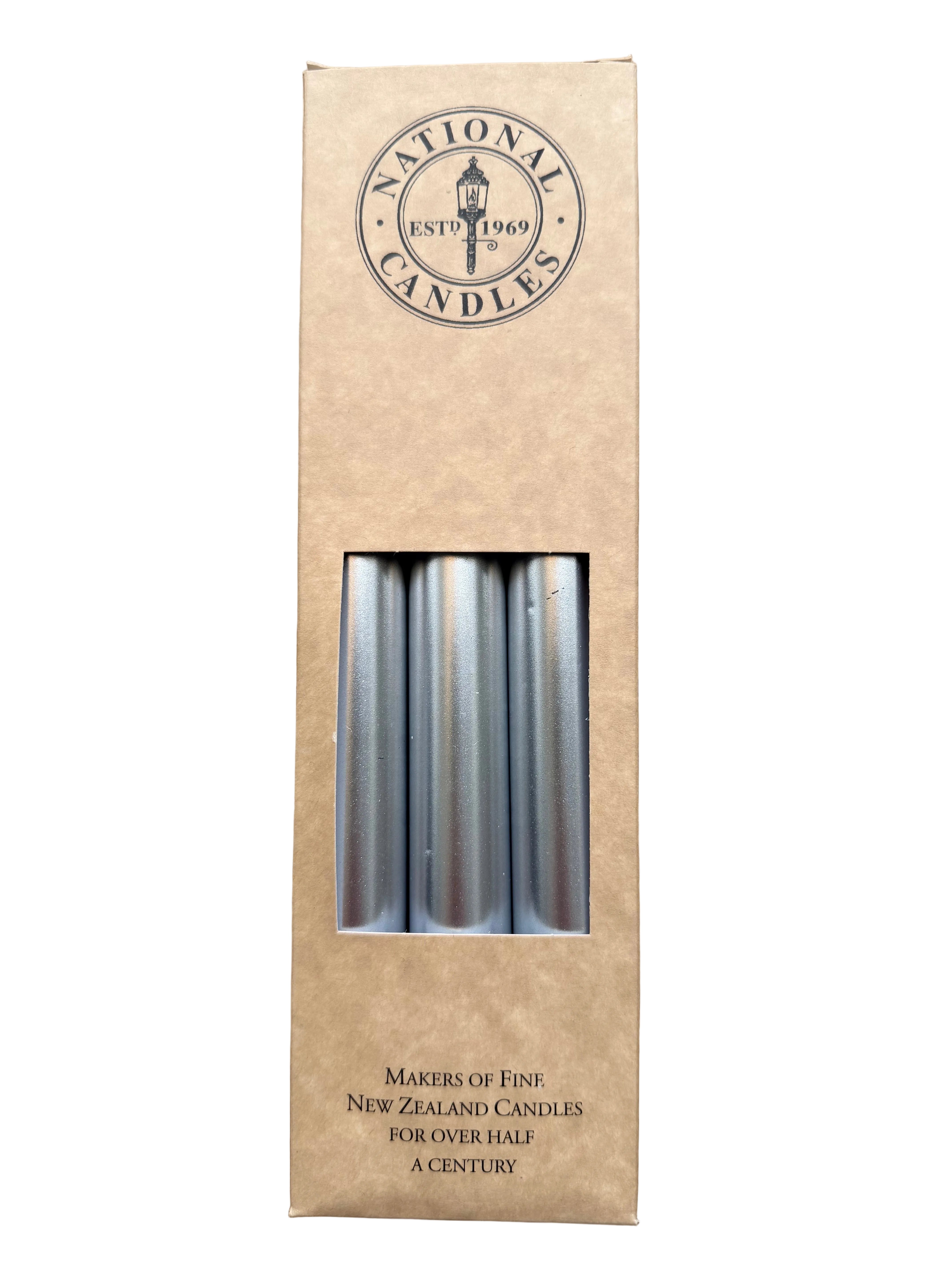 Silver taper candles