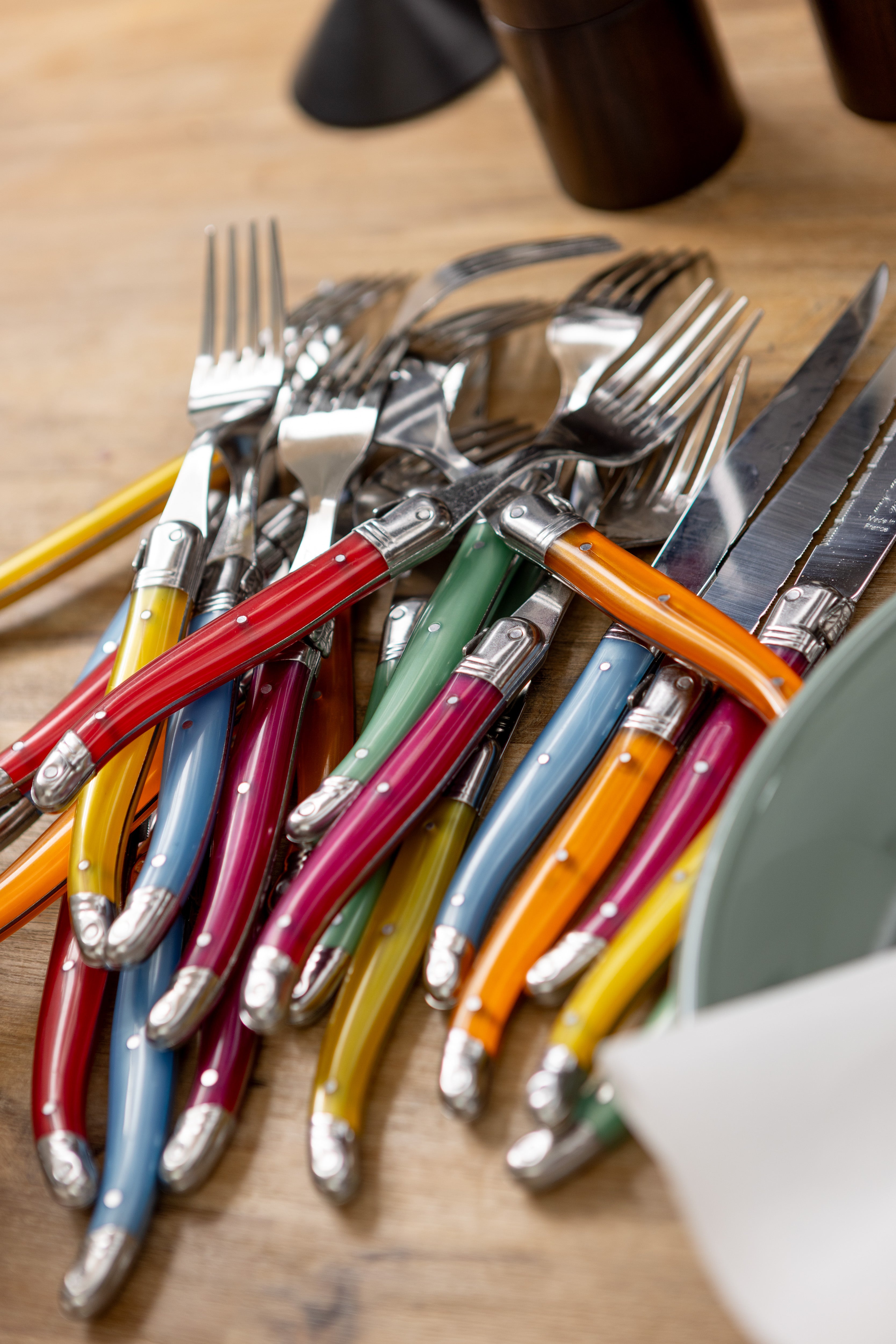Coloured Laguiole Neron 24 Piece Cutlery Set
