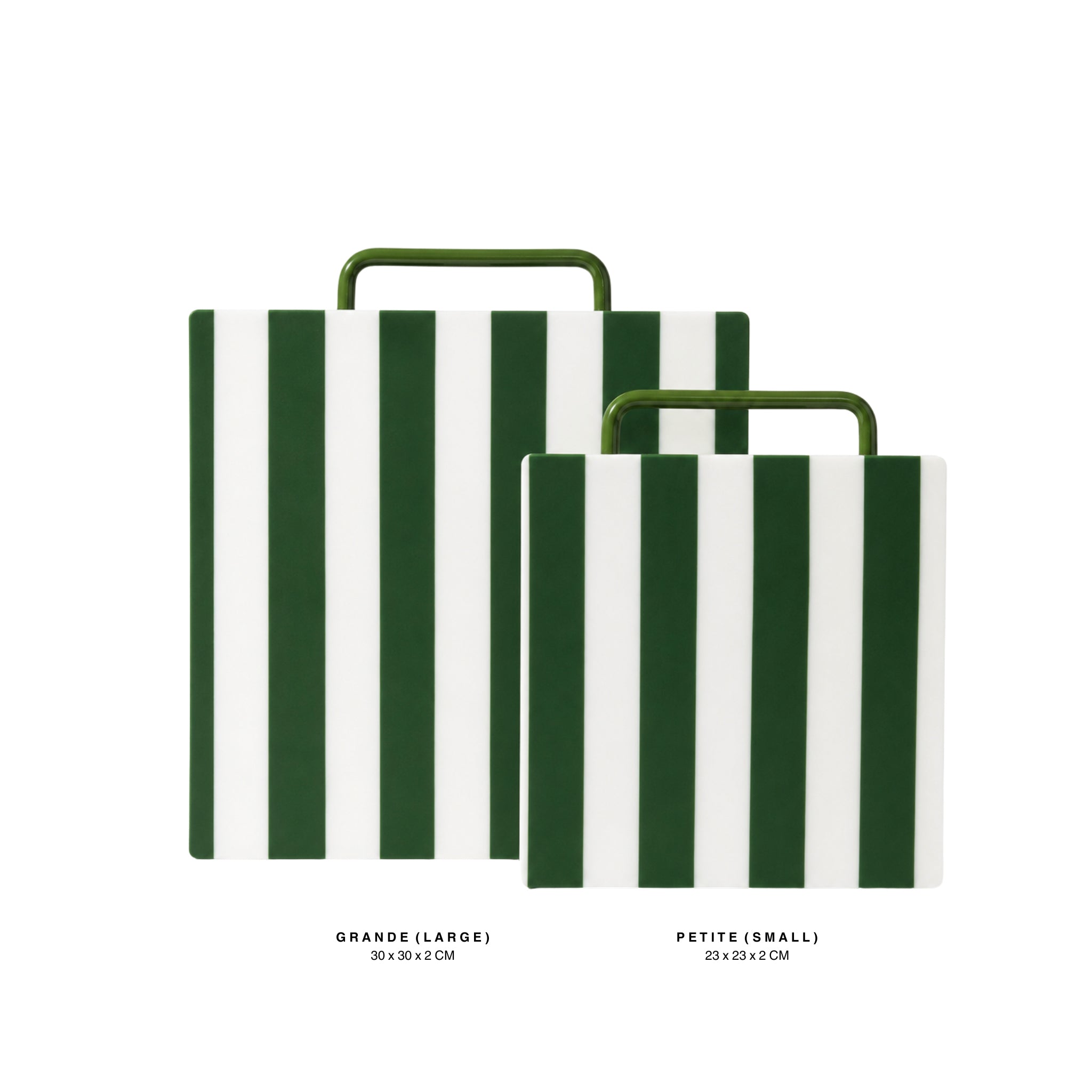 Olive Green Striped Chopping Board Duo